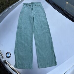 True Vintage 1970s Buckle Front Corduroy High Rise Green Women's Pants Talon Zip